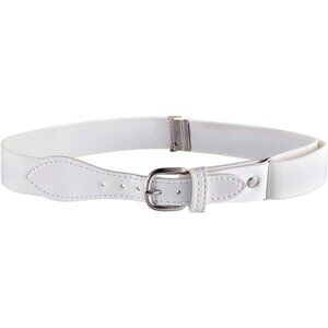 Hold’Em Baseball Belt Boys Leather Closure Elastic Adjustable Strap - White